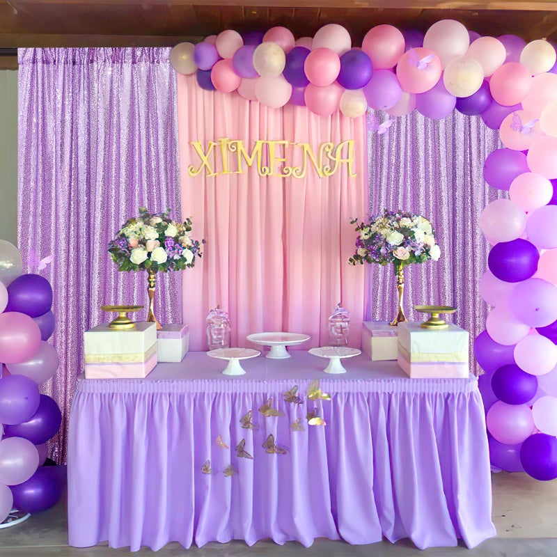 B.Cool B-COOL Lavender Sequin Backdrop Curtains 2 Panels 2ftx8ft Purple Sparkly Curtains for Birthday Party Wedding Glitter Curtains Backdrop Decorations - Image 5